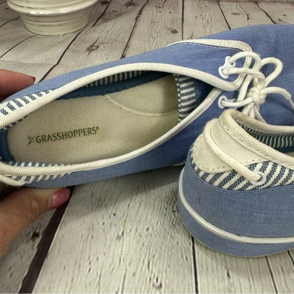 Keds grasshoppers lace-up shoe size 9 narrow blue chambray - Picture 5 of 8